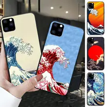 Wave Of Japanese Relief Art Black Silicone Cover Case For Iphone Se 2020 6 6s 7 8 Plus X Xs Max Xr 11 12 Pro Max Funda