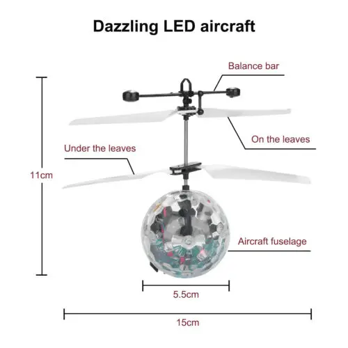 RC Flying LED Ball Helicopter Drone Magic Disco Ball Light Infrared Induction 