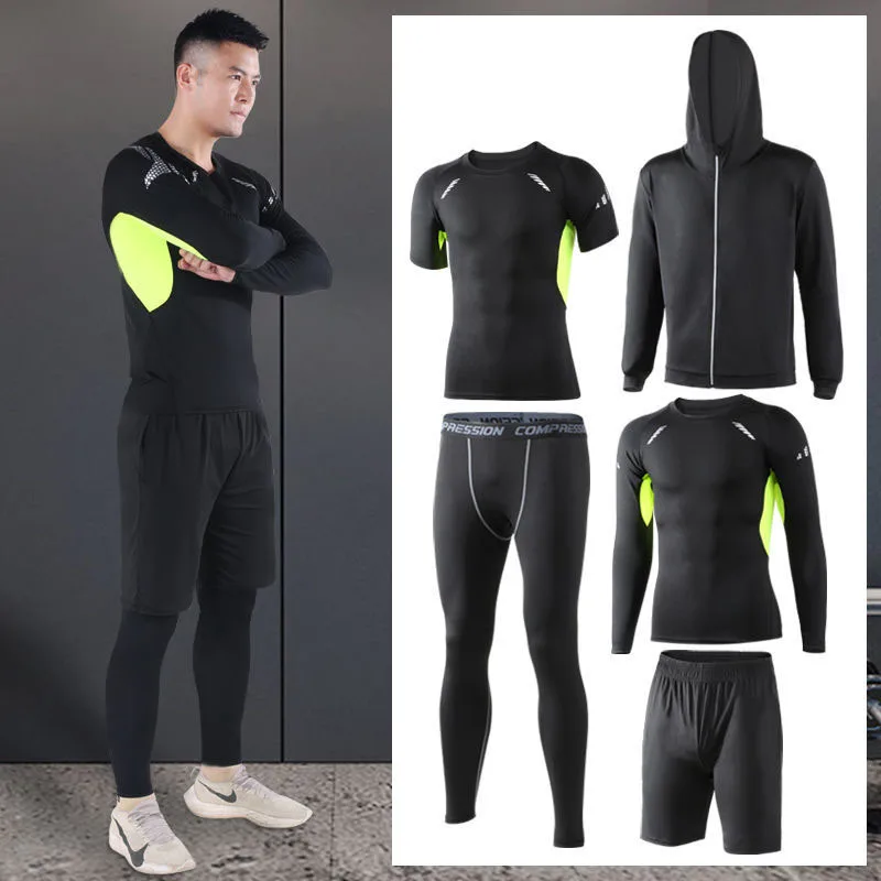 

High quality Men Running Jogging Compression Quick Dry Fitness Shirts Training exercise Clothes Gym Sports Tight Shirts Tops