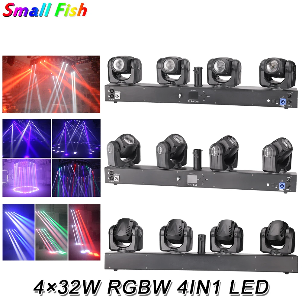 2Pcs/Lot 4X32W RGBW Heads Moving Head Beam LED Stage Effect Lighting DJ Disco Party Club Bar LCD display DMX Music Control party