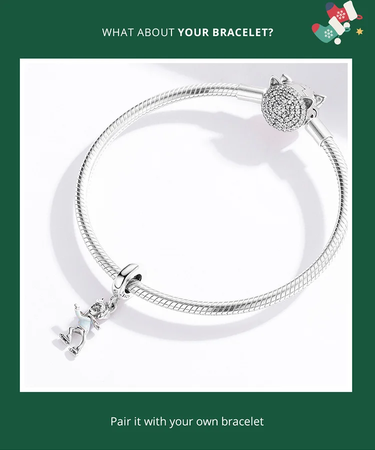 Bamoer, Рождественская коллекция, 925, серебряное кольцо, очаровательный браслет, сделай сам, Bijoux, для женщин, хорошее ювелирное изделие, для изготовления, праздничные подарки