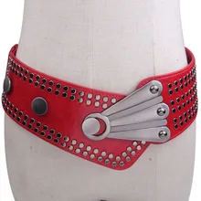 Fashion Exquisite Punk Rivet Metal Buckle belt For Women Wide Stretch Leather Corset Wasitband Lady Dress Belt Clothes Accessory