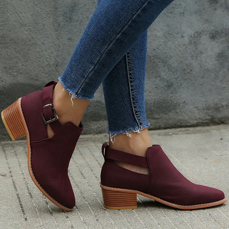 LZJ/женские ботинки; модная повседневная женская обувь; Ботинки Martin; замшевые кожаные ботинки с пряжкой; зимняя обувь на высоком каблуке с молнией для женщин