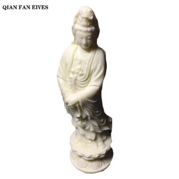 

White Chinese Guanyin Statue，Hand carved，Modern art sculpture，High-end home decoration ornaments，Feng shui statuette