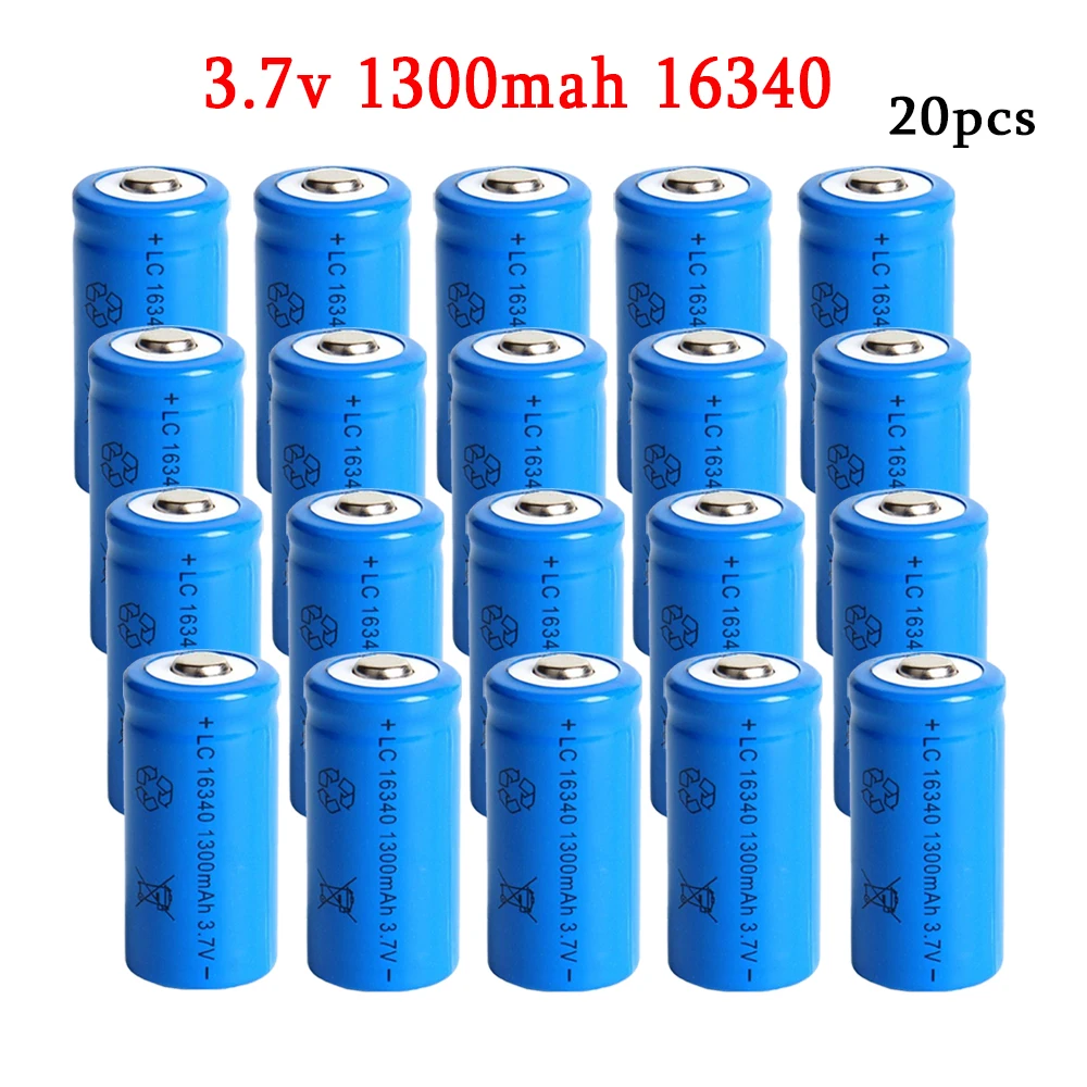 Batteria Ricaricabile 1300 Cr123A Agli Ioni Di Litio 3.7 Mah 16340 V All'Ingrosso Per Torcia A Led Per Batteria 16340 Cr123A 10/20Pcs