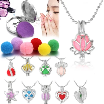 

New Aromatherapy Diffuser Mini Necklace Fashion Lockets Pendant Perfume Essential Oil Aromatherapy Necklace with Pads