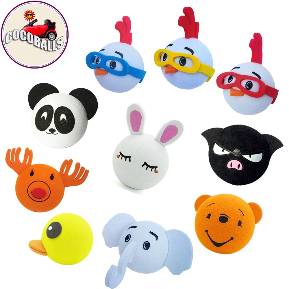 

cocoballs 10pcs mixed cute animal car antenna balls roof aerial foam doll panda deer elephant duck pig rabit bear chicken