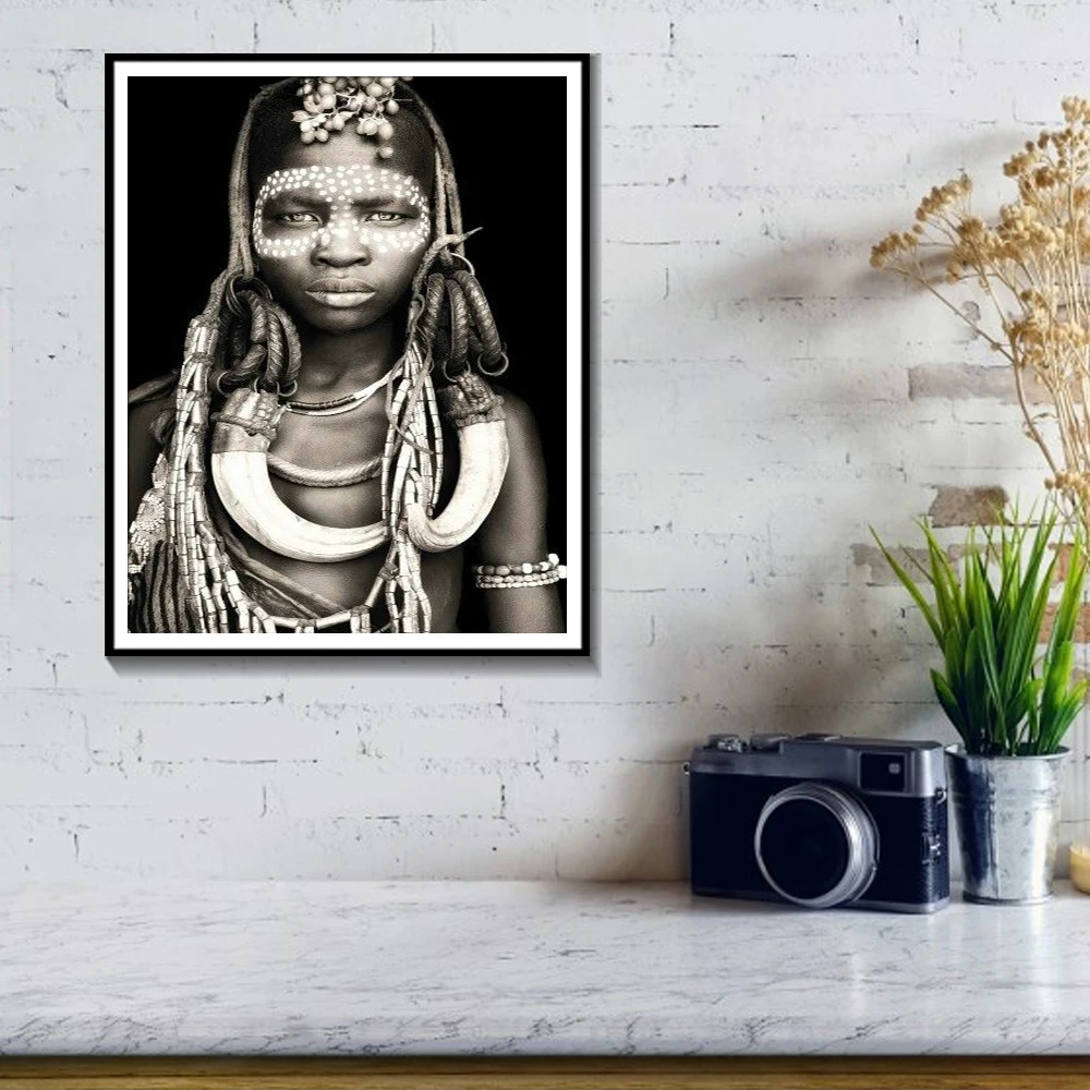 

African Women Man Wall Art Portrait Home Decoration Black And White Living Room Canvas Painting Wall Pictures quadro cuadros