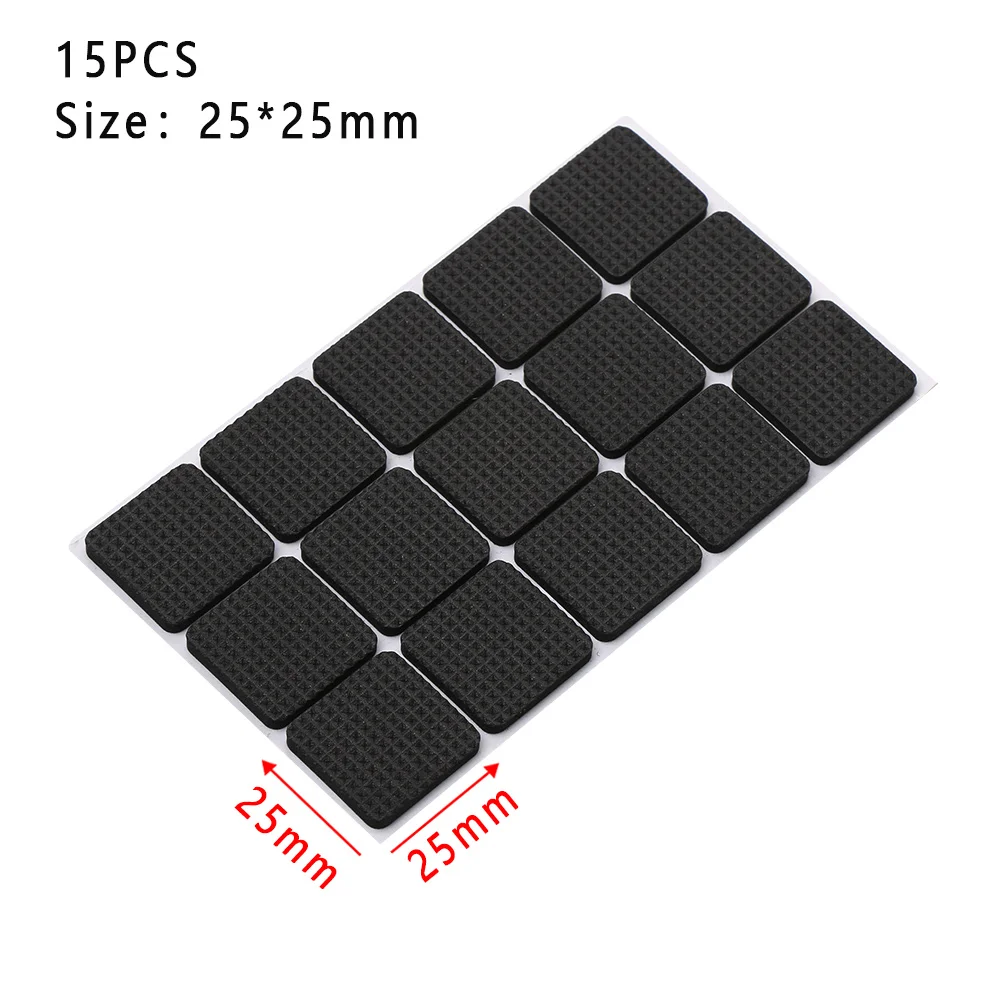25X25mmX15pcs Мягкое утолщение крепление бампера фитинги самоклеющиеся геометрические формы пол протектор Противоскользящий коврик антиаварийный бампер мебель ног колодки - Цвет: 25X25mmX15pcs