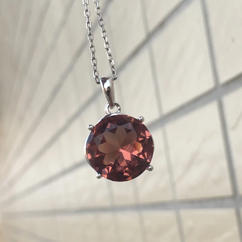 CSJ Simple Zultanite Pendant Sterling 925 Silver Round12mm Created Sultanite Color Change Fine Jewelry Women Party Wedding