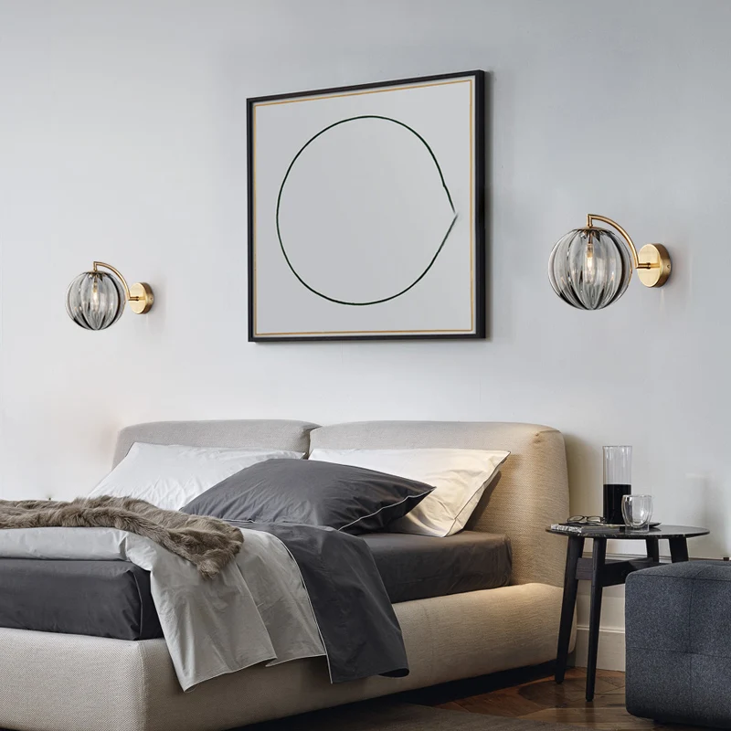 Нордическая гостиная цветная стеклянная настенная лампа простая креативная Спальня Кабинет прикроватный светодиодный настенный светильник 90-260 в