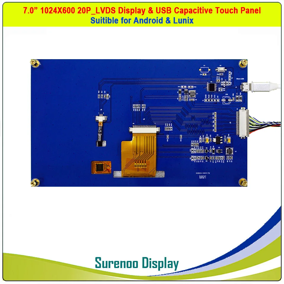 " дюймовый 1024*600 20P_LVDS TFT ЖК-модуль экран дисплея и USB емкостная сенсорная панель подходит для Android/Lunix