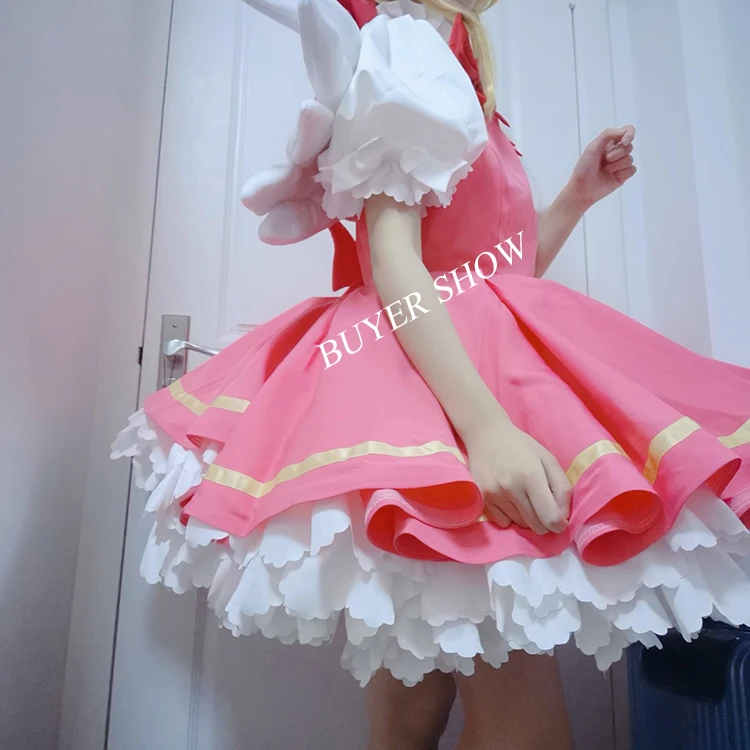 Cardcaptor Sakura Cosplay Kostüm Kinomoto Sakura Rosa Kleid mit Flügeln Karneval Halloween Frauen 13