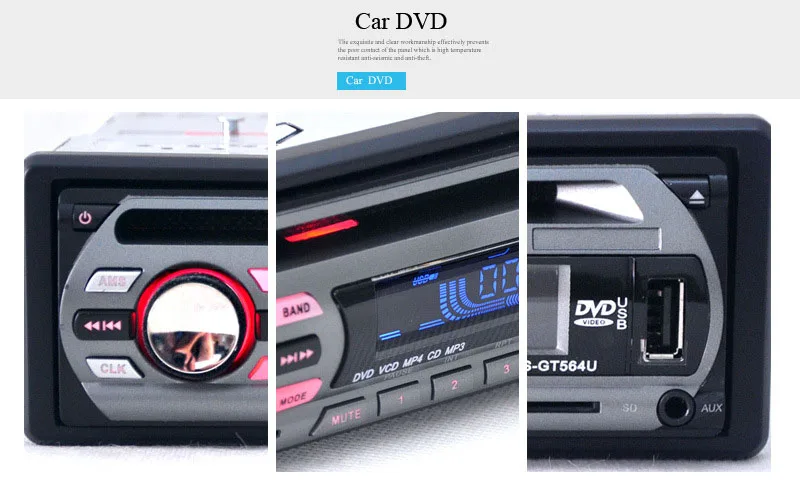 1 DIN автомобильный стерео dvd-плеер с MP3 приемником беспроводной пульт дистанционного воспроизведения автомобильный цифровой цветной CD/DVD Черный Музыкальный плеер 12 В