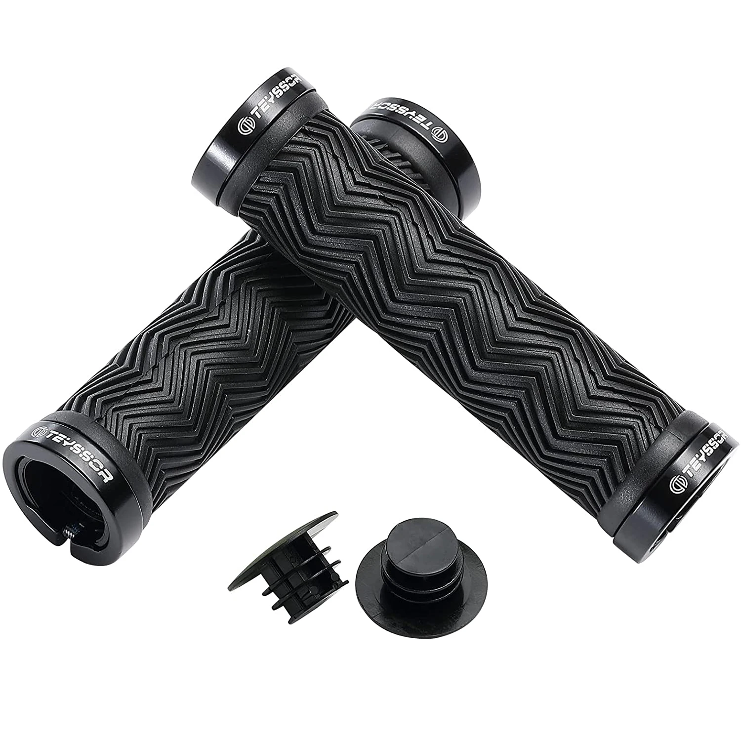 Teyssor Mountain Bike Grips Double Lock on, Non-Slip Shock Absorbing Bicycle Handlebar Grips 130mm for MTB Downhill