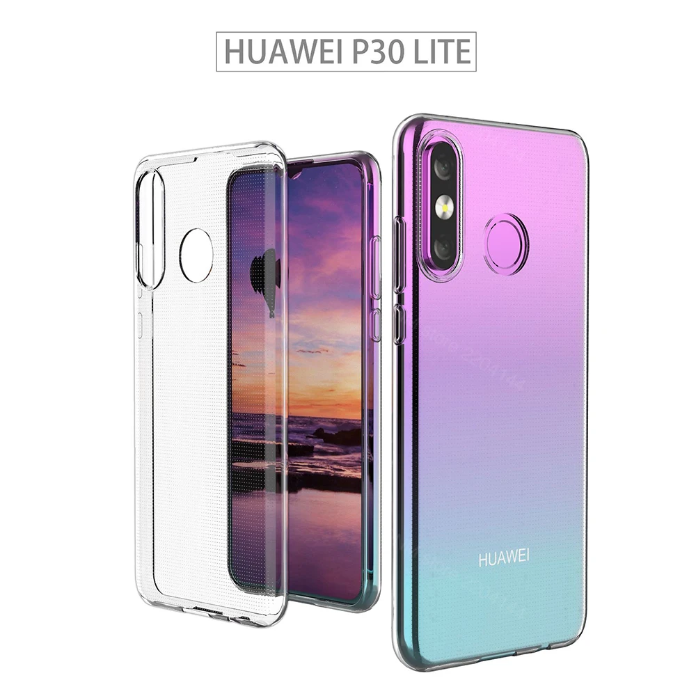 Чехол для Huawei P30 lite TPU силиконовый прозрачный облегающий Бампер Мягкий чехол