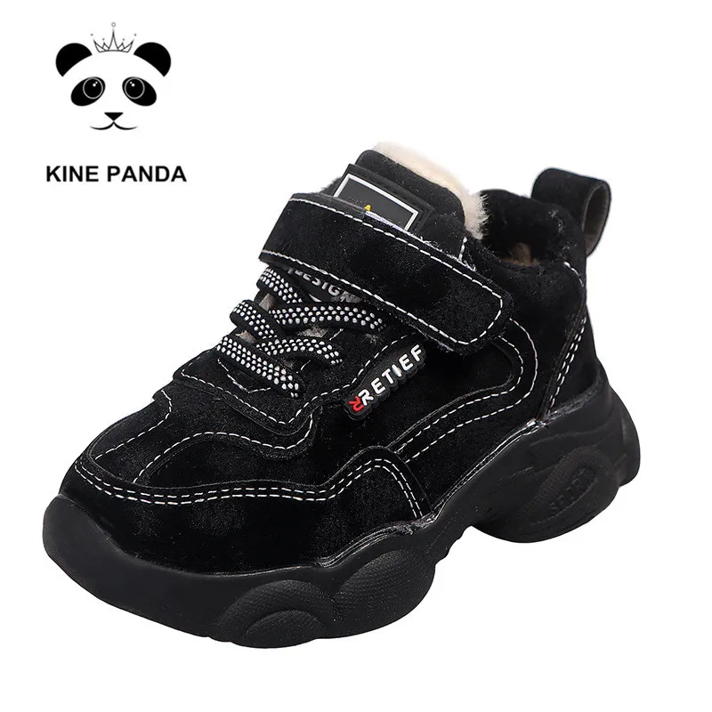 KINE PANDA/теплая бархатная зимняя детская обувь; кроссовки для мальчиков и девочек; обувь для малышей; От 1 до 5 лет для детского сада; смешанные цвета