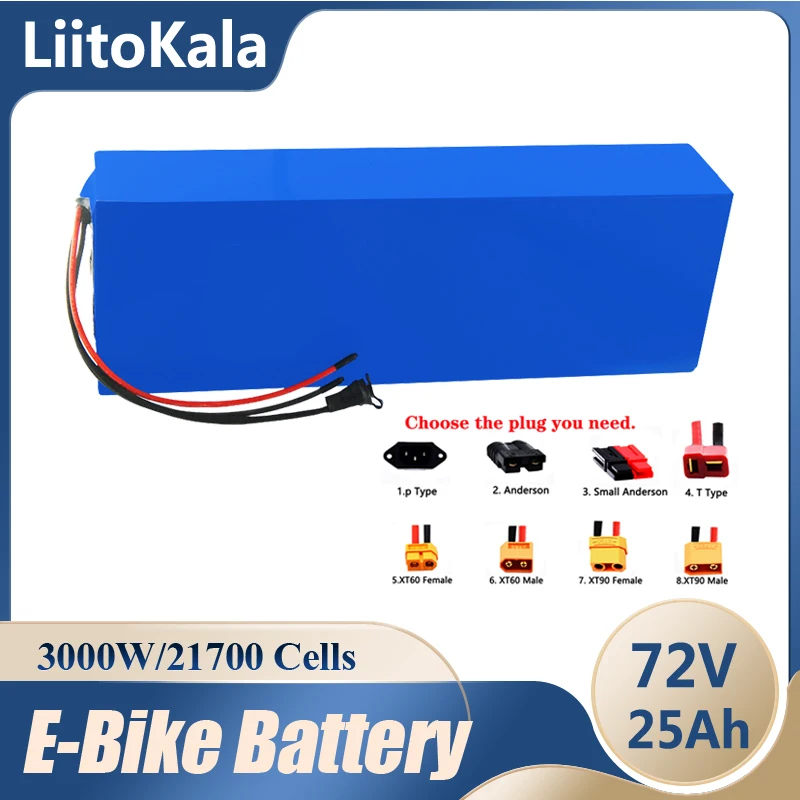 

72V 25Ah 20S5P 21700 lithium battery pack 1000W-3000W High Power 84V electric bike motor electric scooter ebike battery with BMS