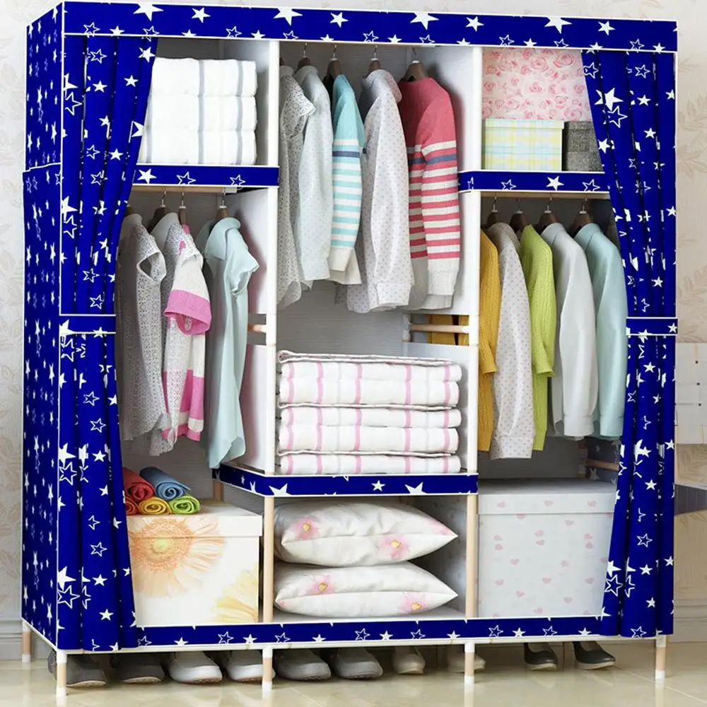 Super Large Family Waterproof Moistureproof Wardrobe Reinforced Bold Wooden font b Closet b font Oxford Cloth