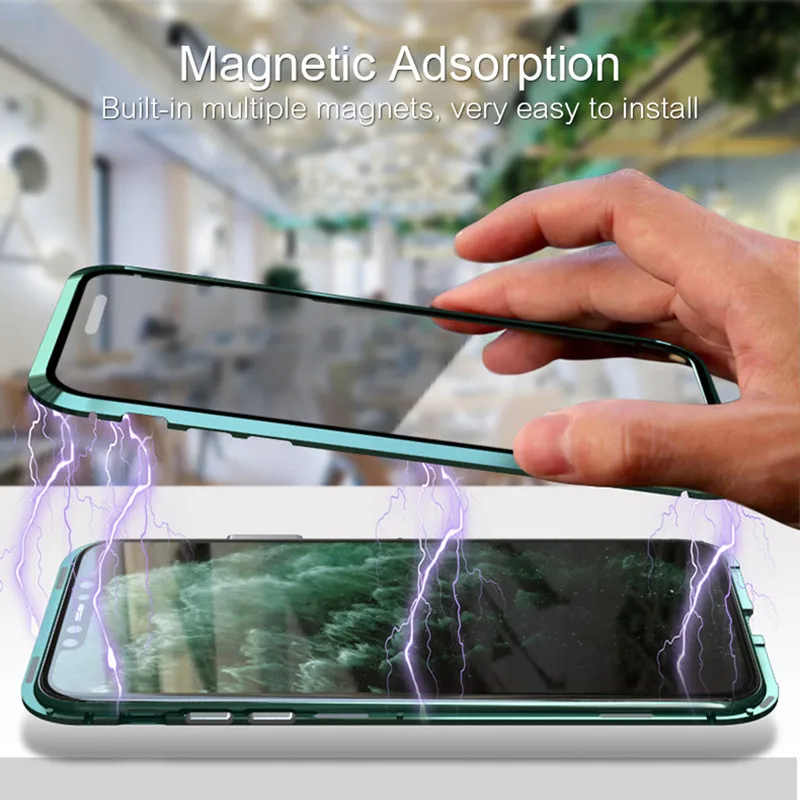 Phone Case Metal Magnetic Adsorption Flip For iPhone 16E 16 Pro Max etc