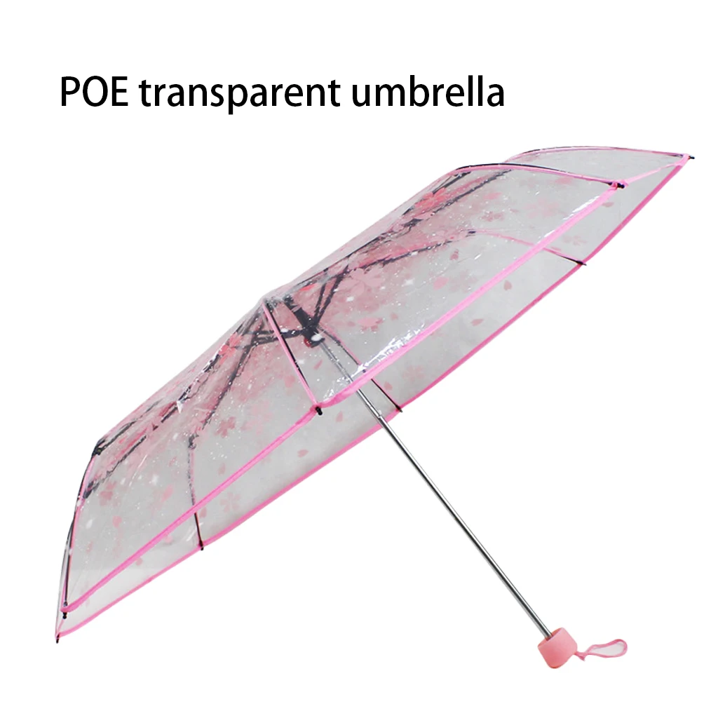 Новинка 1 шт. зонт, Складывающийся втрое Для женщин прозрачный ясный вишневый цвет гриб Аполлон Сакура складной зонт от солнца, дождя Зонтик