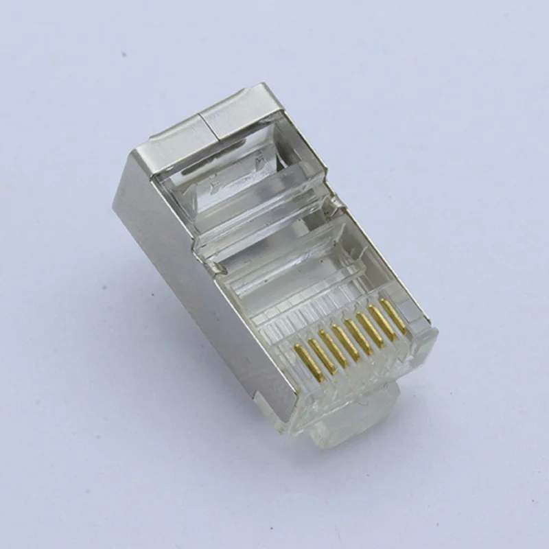 20 шт./лот 8P8C RJ45 модульный разъем металлический корпус CAT6 Ethernet штекер сетевой кабель кристаллическая Головка Разъем