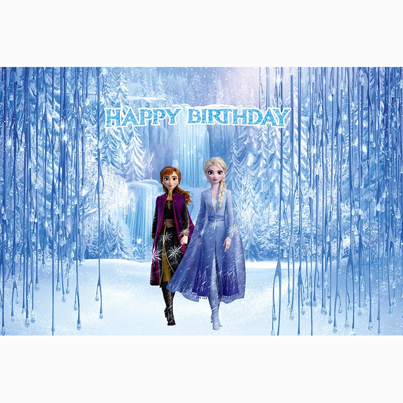 Disney Frozen Anna Elsa Princess Party Backdrops For Photo Customize Happy Birthday Kids Party Decorations Baby Shower 