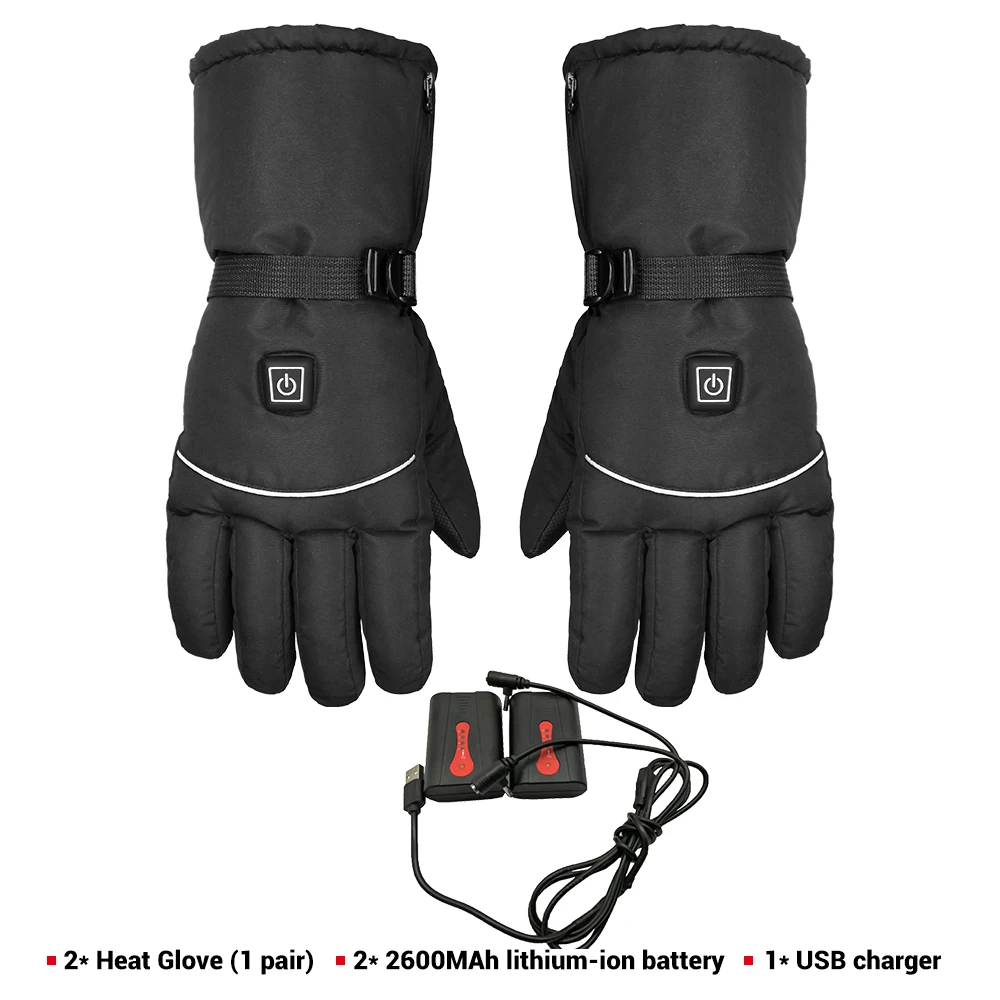 Перчатки для мотоцикла IRON JIA'S, водонепроницаемые, с подогревом, Guantes, Moto, на батарейках, для езды на мотоцикле, для гонок, зимние перчатки - Цвет: A1 With 2pcs Battery