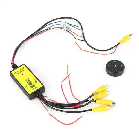 Degree Panoramic Video Switch Box 4‑In‑1‑Out Reversing Video Converter with Remote Control ABS