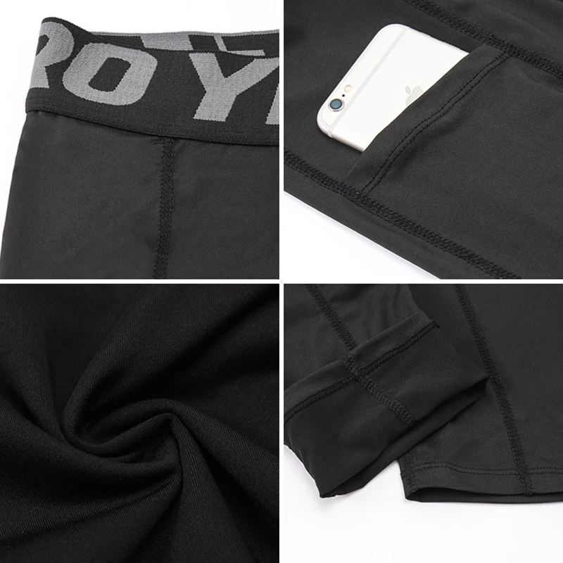 Quick Dry Elastic Compression Running Tights Men with Pocket Gym Fitness Trousers Workout Leggings Sportswear Pants Customized sports leggings,compression pants