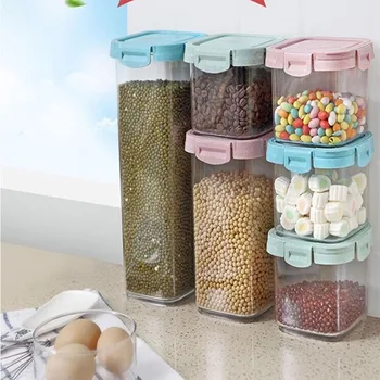 

New Style Home Storage Tank Kitchen Transparent Food Sealing Pot Cereals Food Storage Box Organizer Sealed Cans Wheat Straw