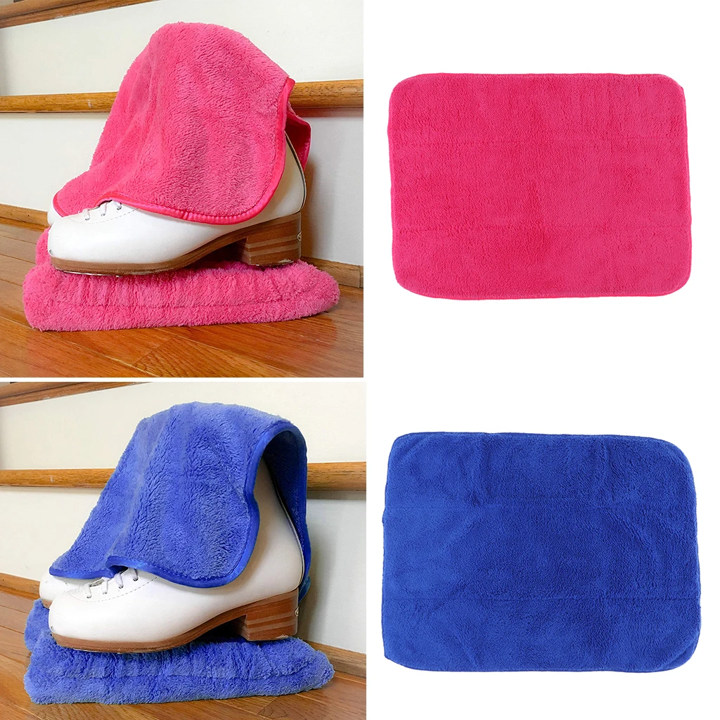 30x50cm/11.8x19.7inch Ultra Soft Ice Skate Cover Cleaning Cloth Wiper Knit Blue Pink Set of 2