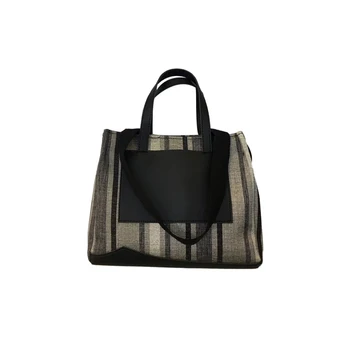 

Women Hand Bags Striped Silt Pocket Fashion Design Shoulder Bags Women Casual Street Female Button High Quality Totes Handbags