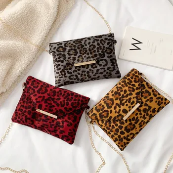 

leopard Leather Messenger Shoulder Bag For Women Fashion Hasp Chain Crossbody Bags bolsa feminina