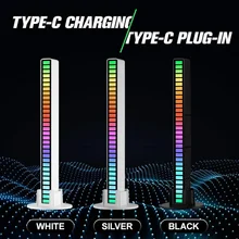 

New Rhythm Recognition Light Bar RGB Audio Control LED Light Colorful Type C Rechargeable Ambient LED Lamp Voice Control Strip l