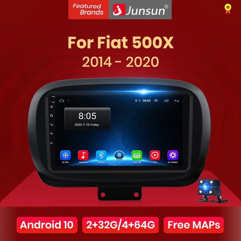 Junsun V1 Android 10.0 DSP CarPlay Car Radio Multimedia Video Player Auto Stereo GPS For Fiat 500X 2014 - 2020 2 din dvd