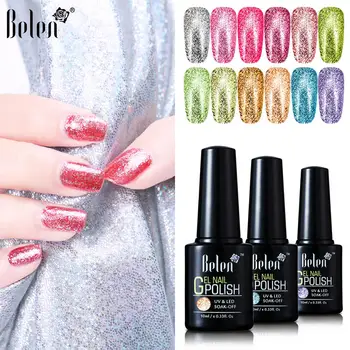 

Belen Shiny Platinum Nail Enamel Gel Polish Diamond Shining Glitter Gel Nail Polish Soak Off UV Primer Hybrid Varnishes 10ML