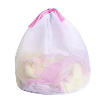 

1 Piece Candy Color Drawstring Laundry Bag Underwear Washing Machine Protection Net Thick Mesh Laundry Bag Clothing Wahsing Bag