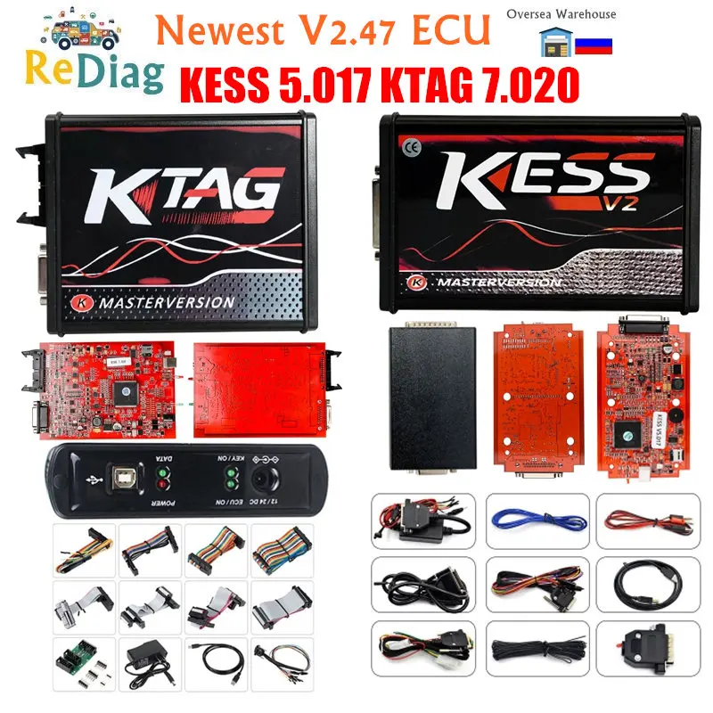 

EU Version KESS 5.017 V2.47 4LED KTAG V7.020 V2.25 Red PCB Online KESS 5.017 V2.47 No Token KTAG 7.020 OBD2 ECU Chip Programmer