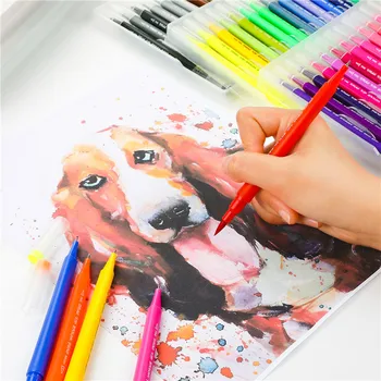 

36 Colors Dual Tip Fineliner Pen Watercolor Manga Art Markers Painting Drawing Brush Pens For Coloring Books School Supplies