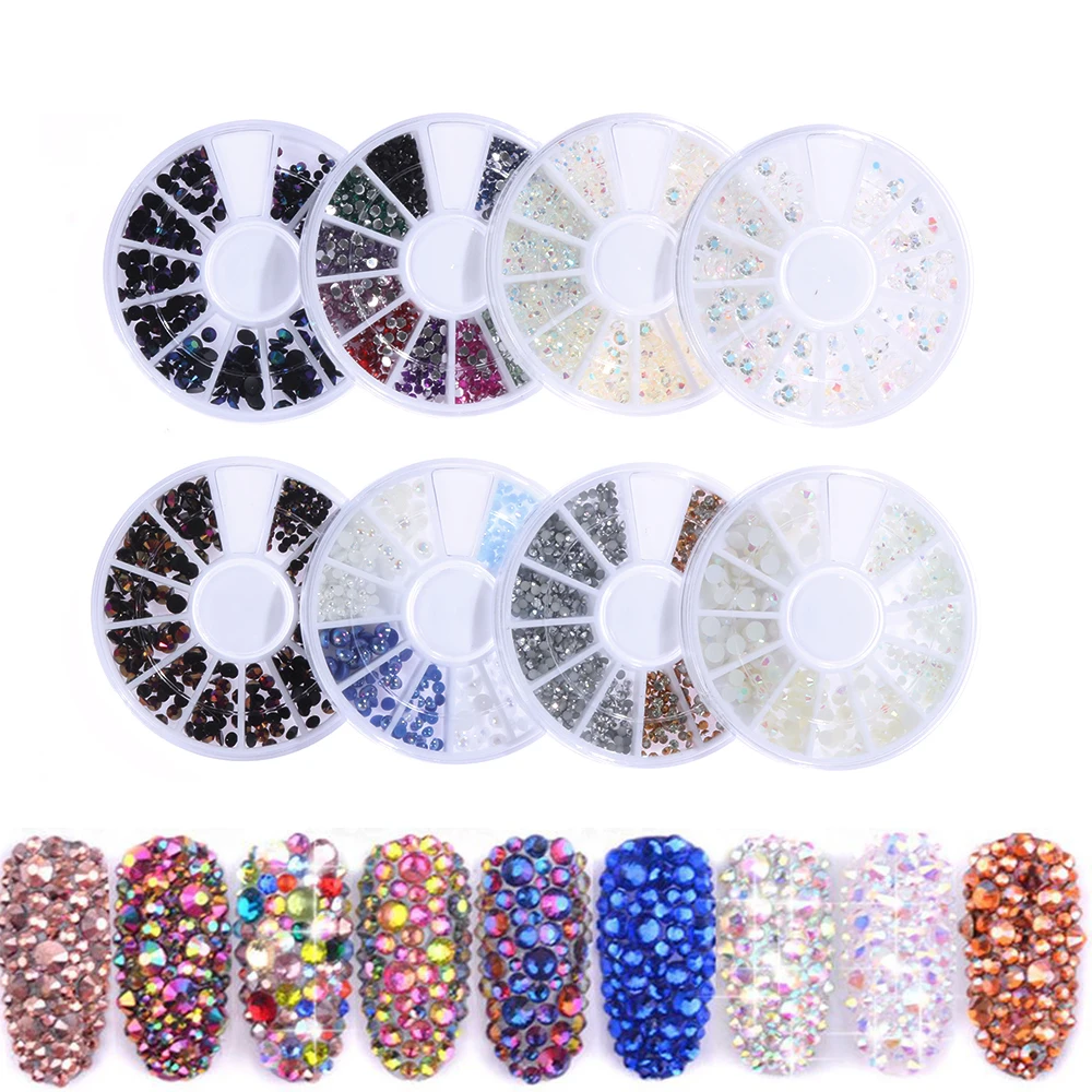 3D Nail Art Decorations Crystal Round Flat Stone Strass Nails in Wheel Rhinestone Jewelry for all Manicure Accessories CH1570 | Красота и