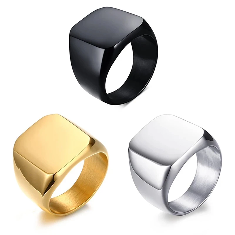 Finger Ring Ring Set Fashion Men Ring Simple Solid Square Cemented Carbide Rings
