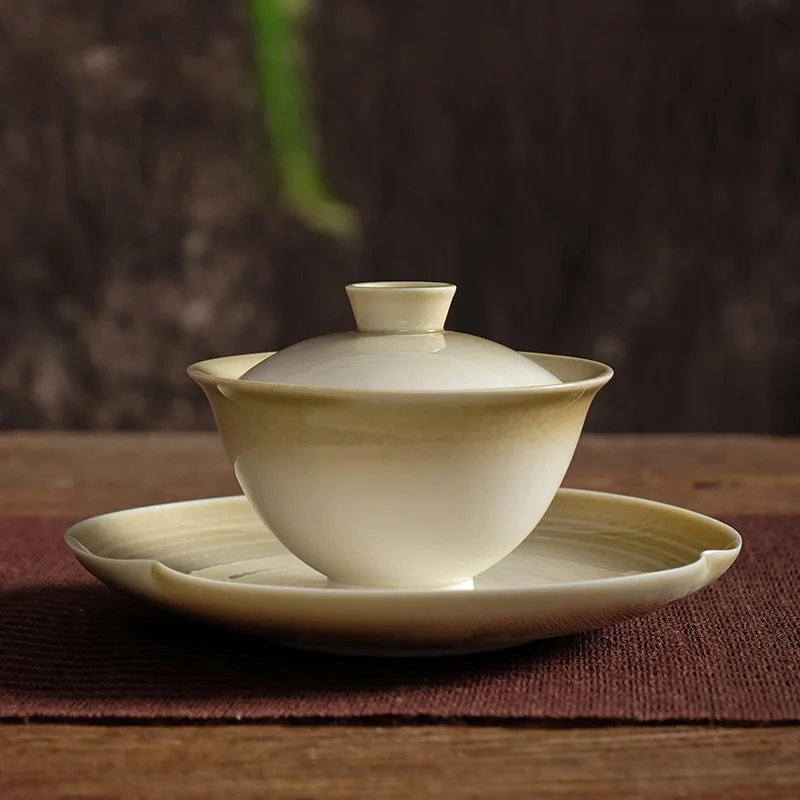 야채 애쉬 글레이즈 세라믹 3 커버 그릇, Jingdezhen 차 메이커, 단일 가..