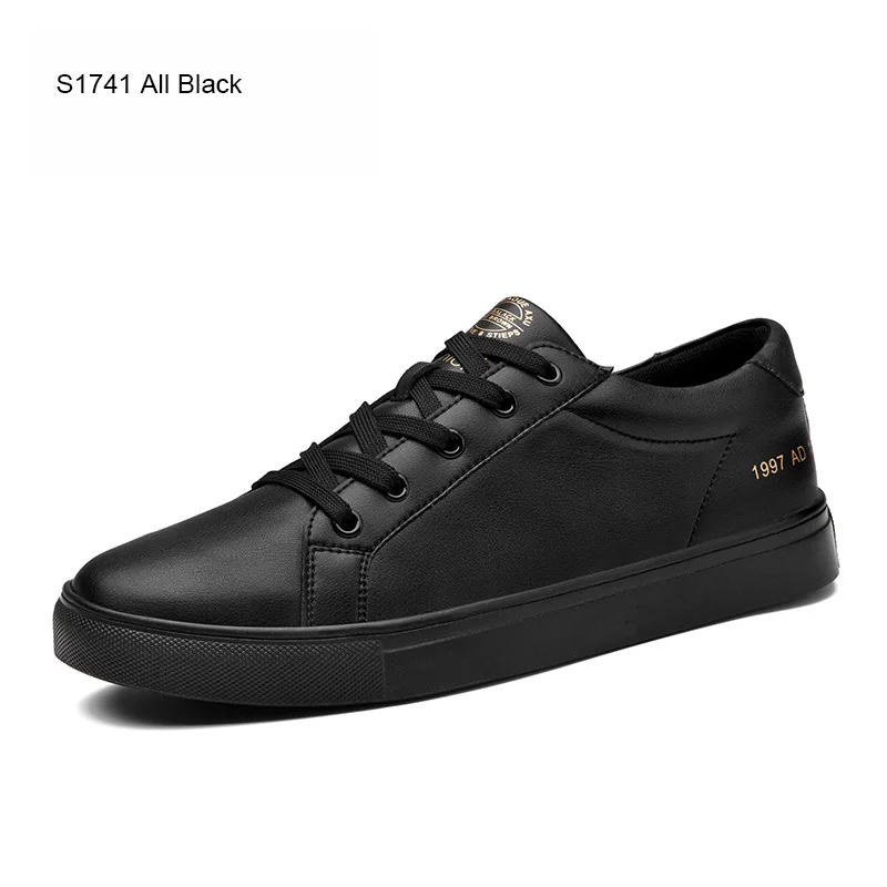 S1741 All Black Мужские дышащие кроссовки SUROM, летне-весенние повседневные износостойкие туфли с круглым носком, удобные белые туфли на плоской подошве - Цвет: S1741 All Black