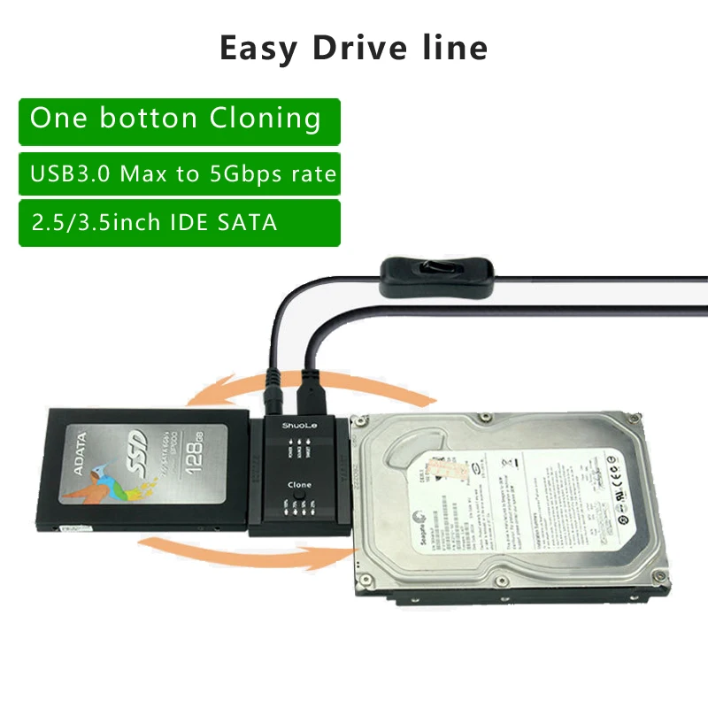

2 in 1 USB3.0 to SATA IDE Easy Drive Line IDE HDD SSD Adapter Cable 2.5 3.5 Inch Hard Drive Adapter