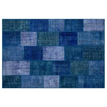 

Handmade Blue Vintage Overdyed Patchwork Area Rug 192x283 Cm-6'4''X9'3''