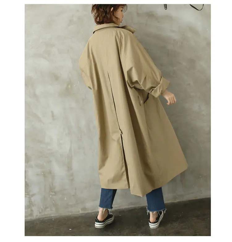 XITAO Cardigans Long Trench Women Korea Fashion New Pocket Single Breasted Plus Size Autumn Split Casual Coat WQR1285