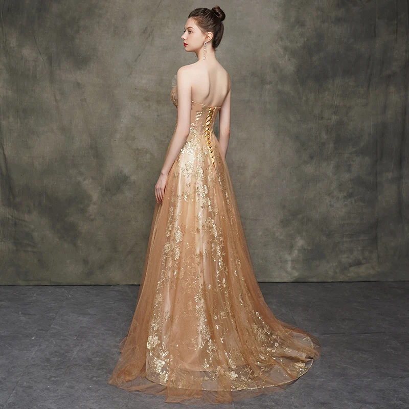 Vestido Formatura, роскошные золотые платья для выпускного вечера, длинные, фатиновые блестящие платья с блестками, Vestidos De Gala Arabia, вечерние платья, Robe De Soiree