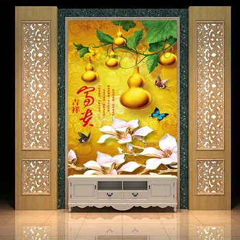 

Customized3D muralwallpaper medium-size Chinese pattern with gourd flower as vertical background the corridor screen