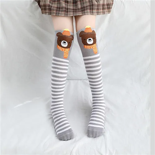 Гольфы для маленьких девочек от 3 до 12 лет зимние теплые хлопковые носки для девочек, зимние теплые носки для маленьких девочек, рождественские гольфы - Цвет: bear